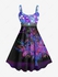 Plus Size Valentine's Day Colorful Heart Tree Buckle Belt Sparkling Sequin Glitter 3D Print Tank Party Dress - 6x