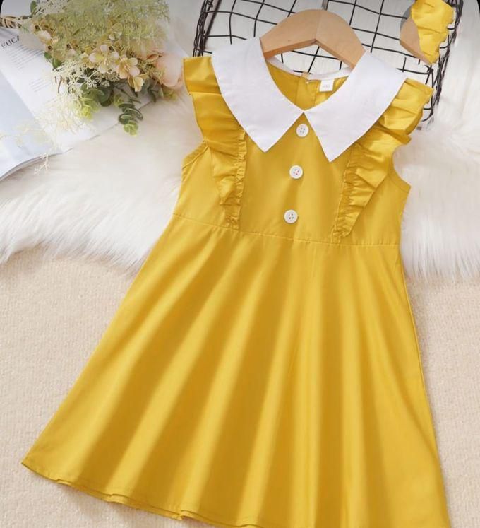 Girl's Dress Material Cotton-yellow