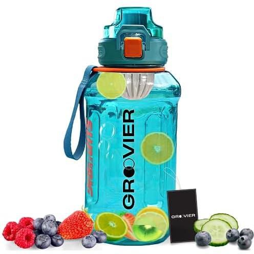 GROOVIER 800ML Water Bottle, Eco-Friendly Leak-Proof, and Durable Sports Bottle with One-Touch Cap and Volume Scale - Perfect for Sports Gym Fitness Outdoor Activities Daily Use BPA-Free (Green)