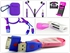 6 Pcs Of Mobile Accessories Purple Bundle Of Holder - Hand Free - Case - 2 Cables - Reader