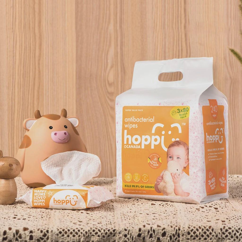 hoppi Premium Baby Antibacterial Wipes BUNDLE PACK (20/ 80 sheets)