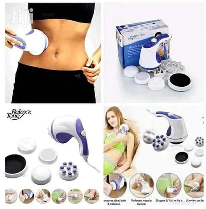 Relax & Spin Tone Whole Body,Sculptor Massager Contains fat remove body massager: 1 smooth head massage type, 1 wave type massage head,  1 head massage ball,