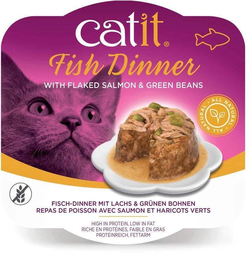 طعام قطط فيش دينر كاتيت (سلمون وفاصوليا خضراء، 80 جرام)