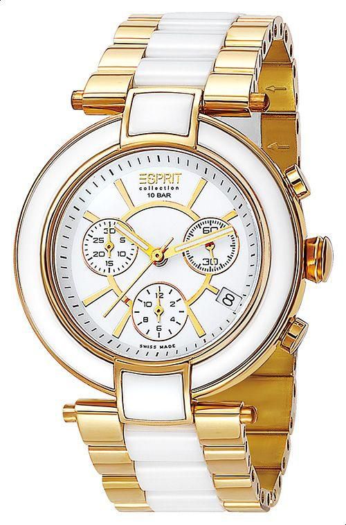 Esprit Stainless Steel Dress Watch For Women EL101582S04, Gold White