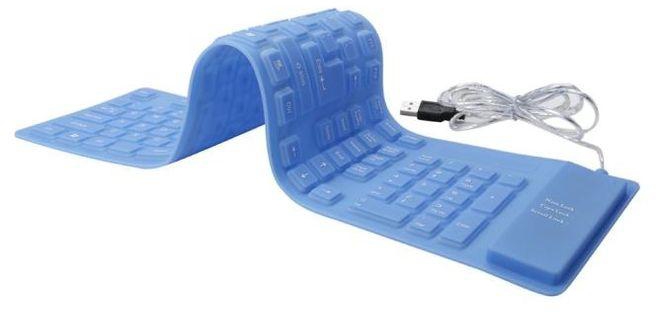 ZGPAX USB Roll-up Flexible Silicone Keyboard For PC Laptop Fashionable Blue-Blue