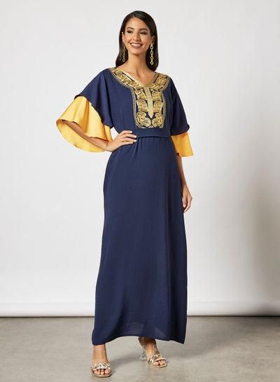 Jalabiya With Embroidery In Short Sleeves With Belt