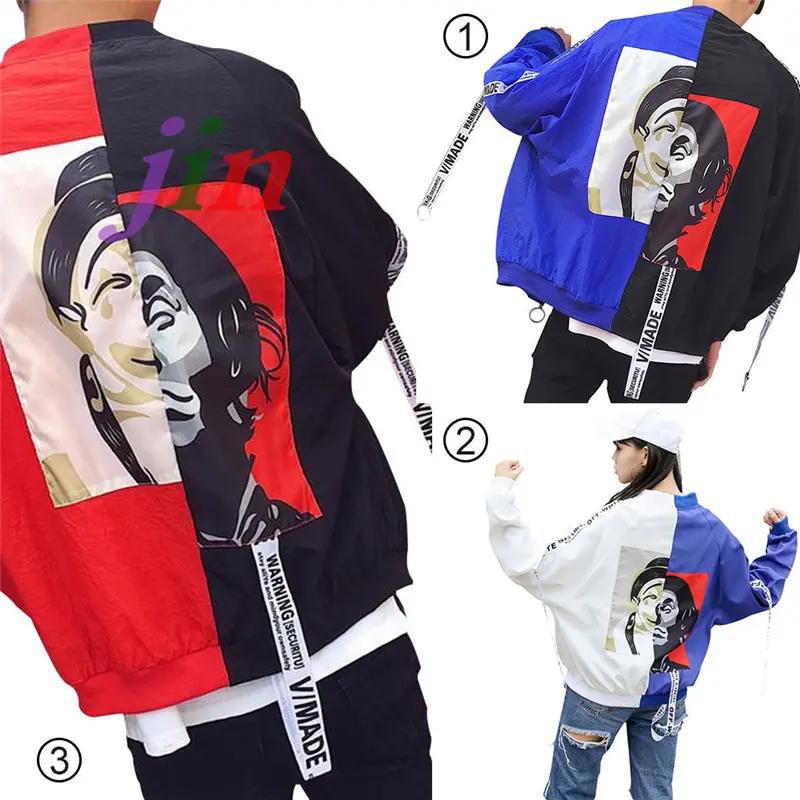 Stars in the same paragraph Men& women lovers Jacket Clown pattern thermal jacket &Splicing Coats red m