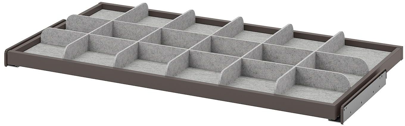 KOMPLEMENT Pull-out tray with divider - dark grey/light grey 100x58 cm