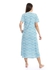 Andora Short Sleeves White & Aqua Blue Uneven Striped Nightgown