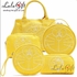 Lulugift Doraemon Canvas Fabric Zipper Set Bag 5in1 (Yellow)