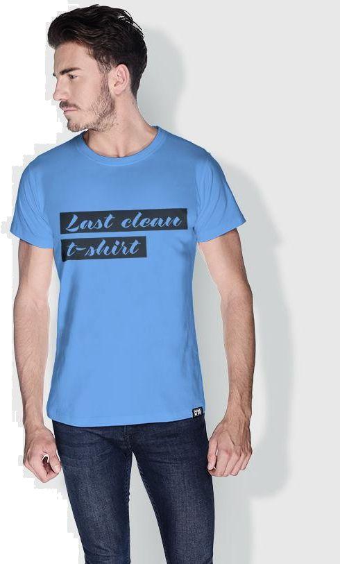 Creo Last Clean T Shirt Funny T-Shirts for Men - L, Blue