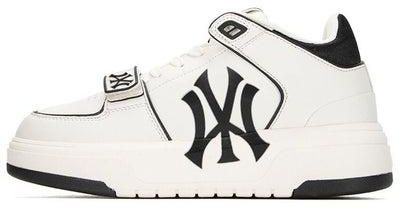 MLB thick sole with elevated leather surface for breathable and versatile sports shoes