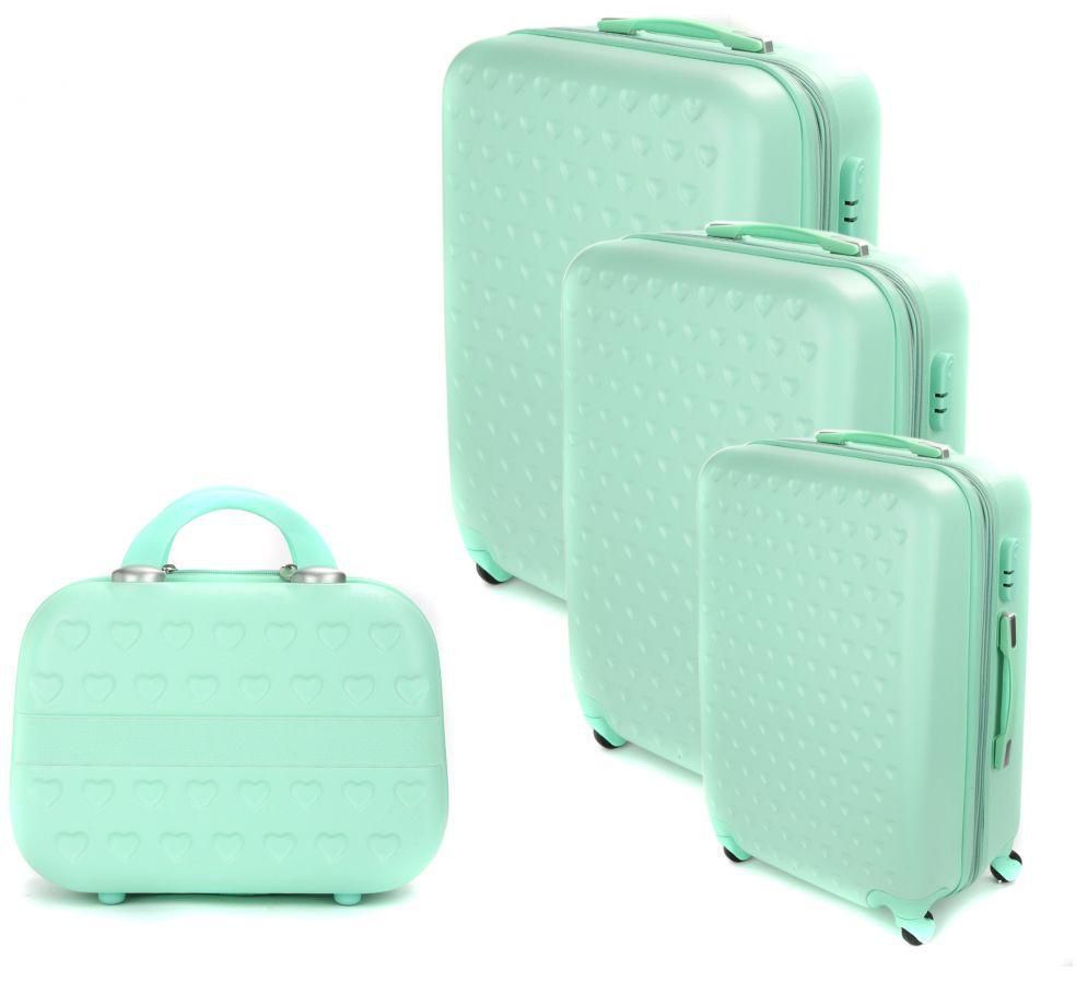 Troley Travel Bag by Morano 6690 - 3Pcs with Beauty Case - Green