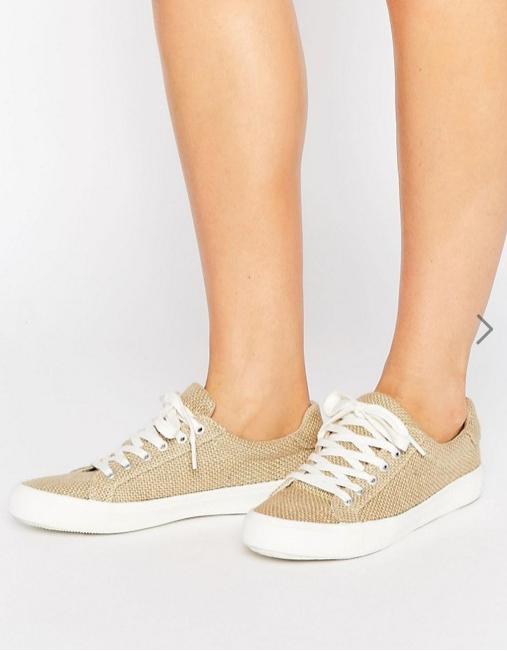 ASOS DARBY Lace Up Trainers - Natural