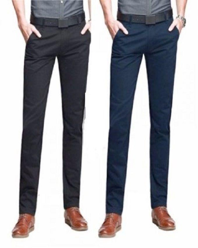 2 In 1 Men Quality Chinos- Black And Navy Blue