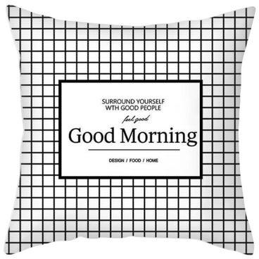 Good Morning Printed Cushion Cover Black/White 45x45cm