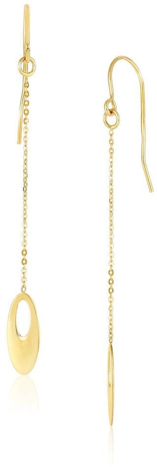 10k Yellow Gold Cutout Oval Chain Dangling Earrings-rx3696