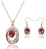 Mysmar Women's Rose Gold Plated with Red Crystal Jewelry Set, AR906