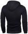 Solid Jacquard Warm Hooded Pullover Black