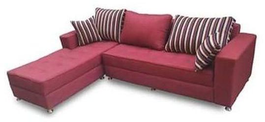Striped 5-Seater Fabric Sofa (L-Shaped) - Red (Delivery To Lagos Only)