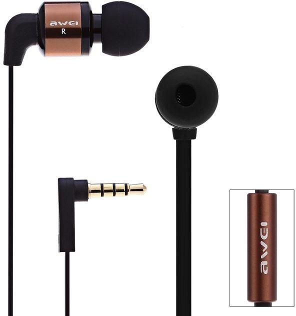 Awei ES600i - In-Ear Earphone For Smartphone, Tablet & PC - Brown