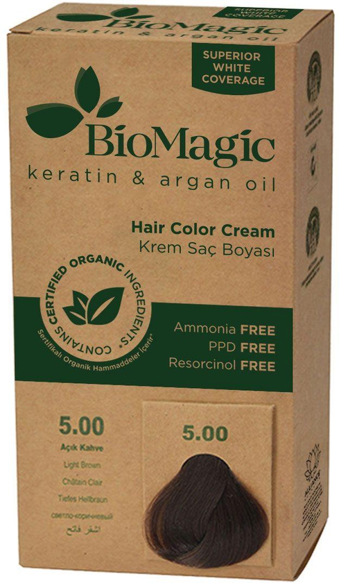 Biomagic - Keratin & Argan Oil Hair Color Cream 5/00 Light Brown- Babystore.ae