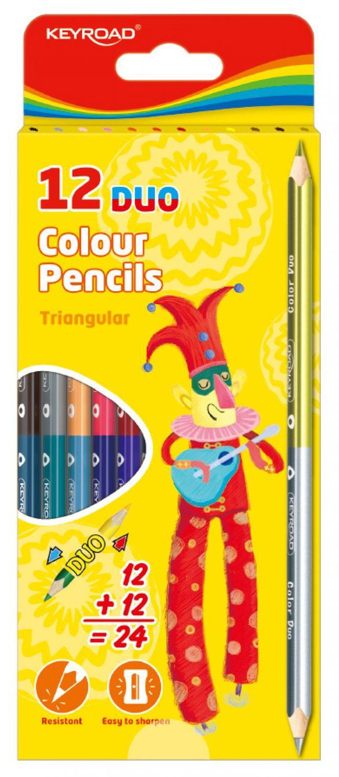 Keyroad 12-Piece Triangular Colour Pencil Set Multicolour