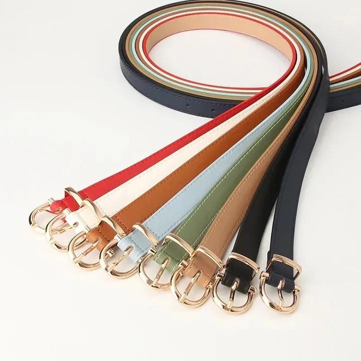 2 pieces Fashion Ladies Belts Thin Belts PU Leather Buckle Belt  for all wear.