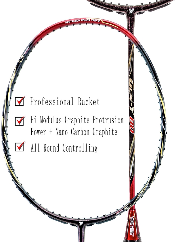 YANG YANG 40T + Carbon Graphite Gen-Y 80 (Unstrung) Professional Heavy Head Accurate Smash Badminton Racket Sport羽球拍