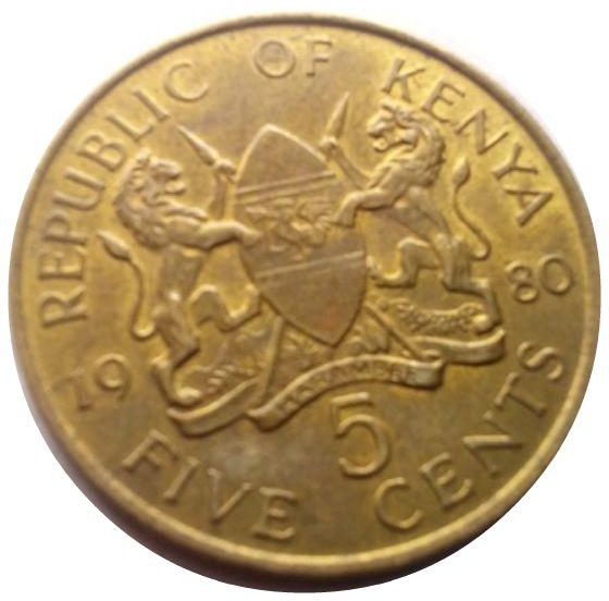 5 سنت من دولة كينيا سنة 1980 م