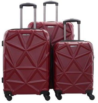 3-Piece Hard Side ABS Luggage Trolley Set 20/24/28 Inch Burgundy
