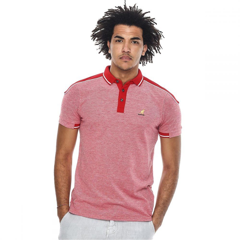 Kangol Red Polyester Shirt Neck Polo For Men