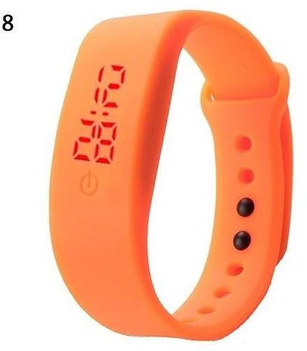 Bluelans Women Men Silicone Band Strap Digital LED Display Bracelet Wrist Sports Watch-Orange