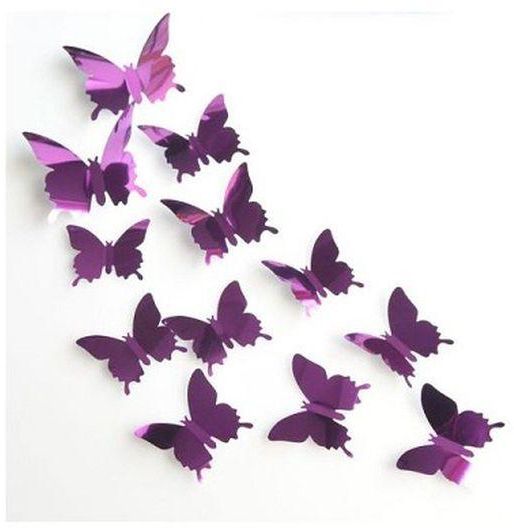 12PCS Silver Butterfly Mirror Wall Stickers