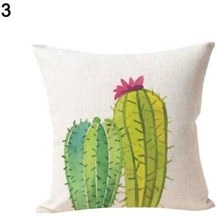 Bluelans Succulent Cactus Potted Comfortable Linen Pillowcase Sofa Home Cushion Cover-3#
