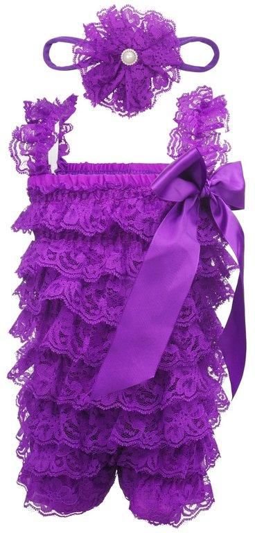 Tiny Bibiya Baby Lace Petti Romper Tutu Clothing (Plum Purple)