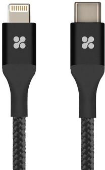 Promate USB Type-C™ to Lightning Cable, Heavy Duty Nylon Braided 2.4A Type-C™ to Lightning Sync and Charging 1.2M Cable with Android OTG Support for MacBook Pro, iPhone X, 8, 8 Plus, Samsung Note 8, S8, S8+, UniLink-LTC Black
