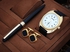 Dahnag set of Casual Watch with Pen and Cufflink for Men , Gold and Black , 615