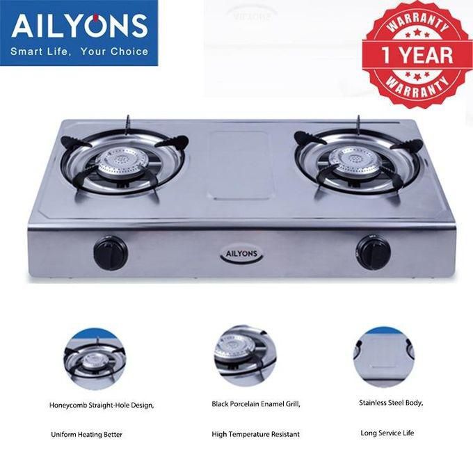 AILYONS Stainless Steel Gas Stove Two Burner