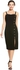 Fashion Elegant Dual Strap Front Button Side Slit Solid Pencil Dress-Black