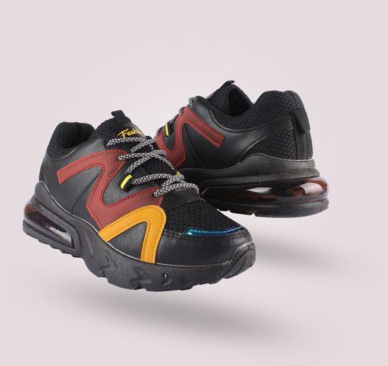 Multi-color Casual Sneakers Black & Yellow & Red
