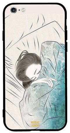 غطاء حماية واق لهاتف أبل آيفون 6 بلس نمط فتاة نائمة مع رسم بخطوط عشوائية