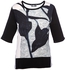Basicxx Printed Top for Ladies Small Black & Grey