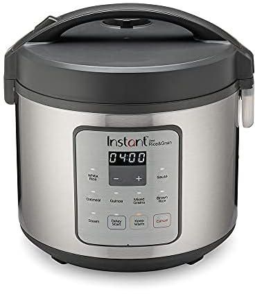 Instant Brand Zest Rice And Grain Cooker 20 Cups, 8 One Touch Smart Program, Non Stick Ceramic Inner Pot, Inp 140 5011 01 Gc, Black And Stainless Steel.