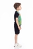 Ktk Black Casual Boys Cotton Set With Green Print Details