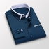 Fashion Mens Short Sleeve Dress Business Shirts-Blue