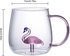 3D glass coffee mug with a flamingo design on the inside