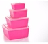 4 Piece Square Shaped Microwave Bowls - Pink
