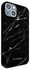 غطاء لوكس بطبعة رخامية متوافق مع هاتف آيفون 13 ميني من البلاستيك الحراري الصلب ومتوافق مع تقنية الشحن اللاسلكي أسود