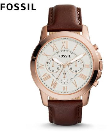Fossil Grant Chronograph Brown Leather Cream Dial Watch